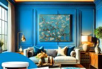 Blaue Kunstvolle Wandgestaltung